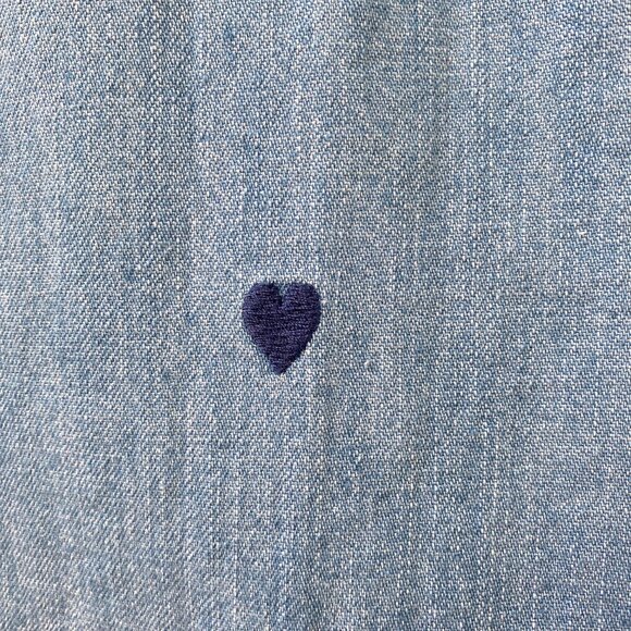 100% Cotton Denim Top with Embroidered Hearts - Picture 3 of 7